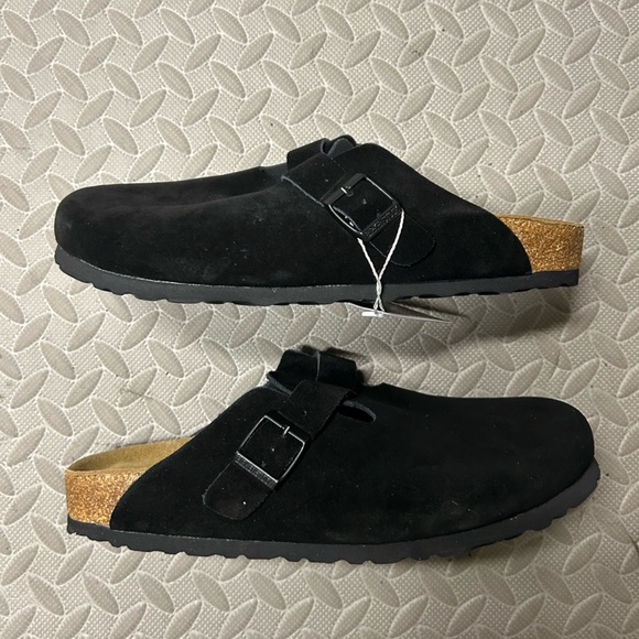 Black Suede Boston Birkenstocks Clogs - Picture 2 of 6